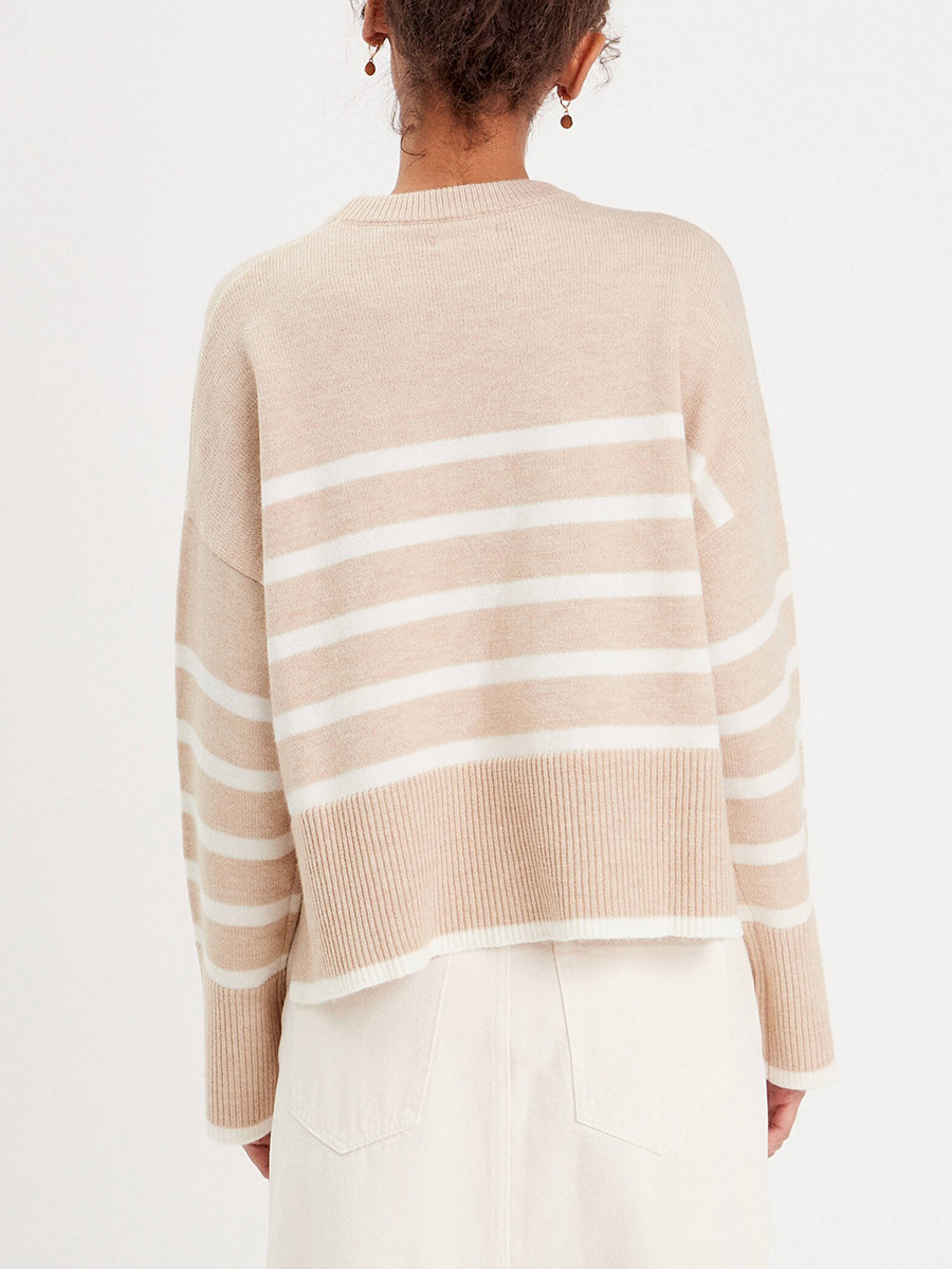 Pull oversize manches longues beige femme