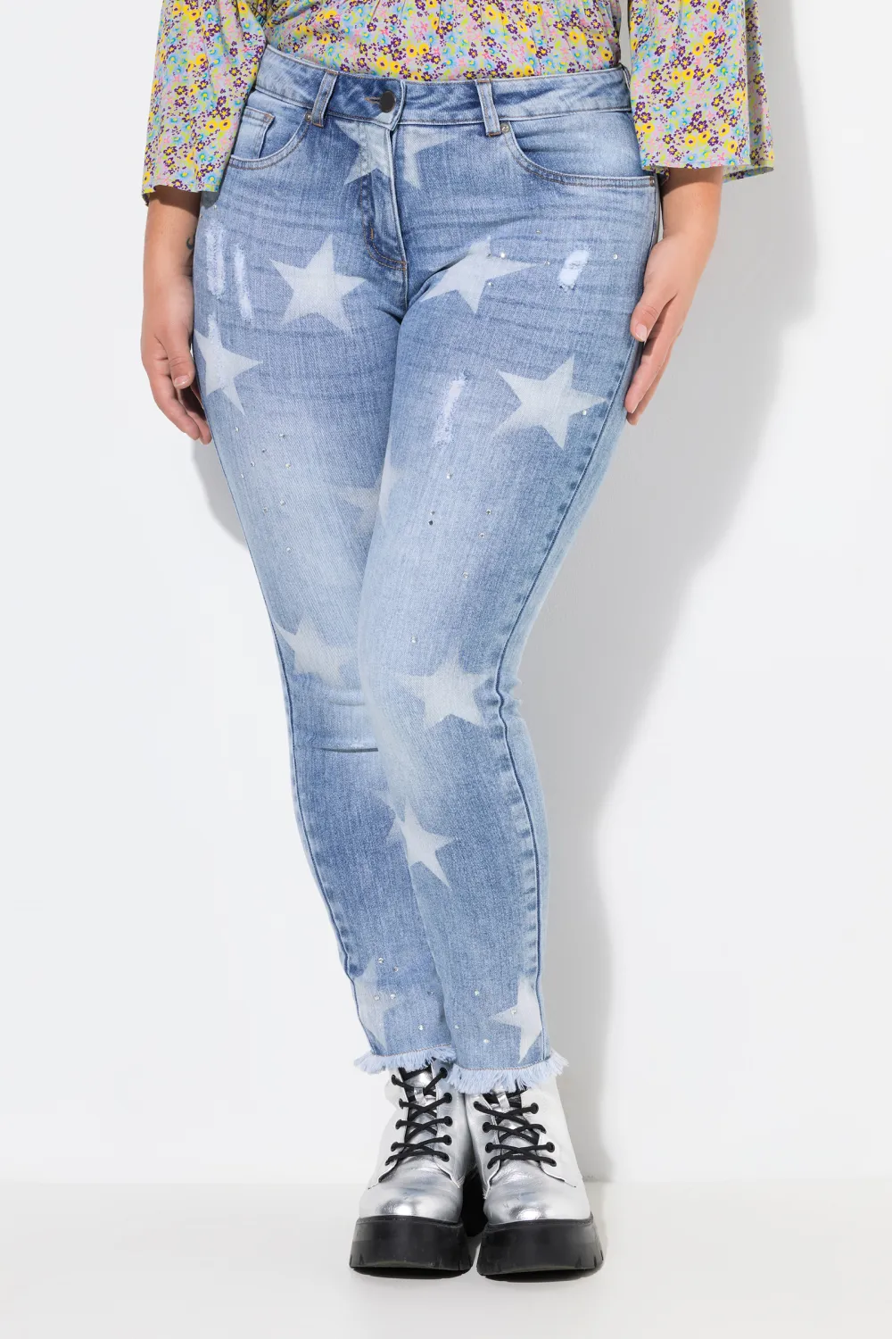 Contrast Elastic Jeans