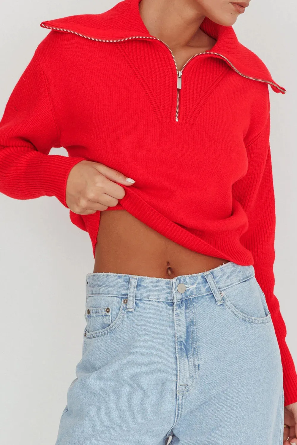 Playful And Stylish Zip-Neck Top
