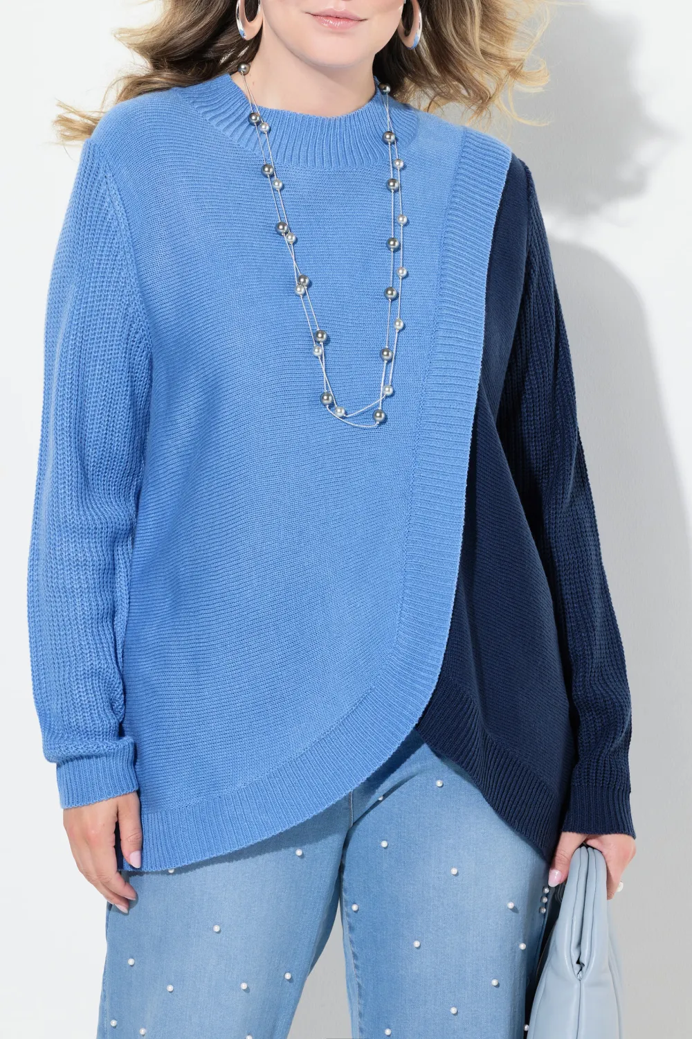Splicing Round Neck Women's Sweater