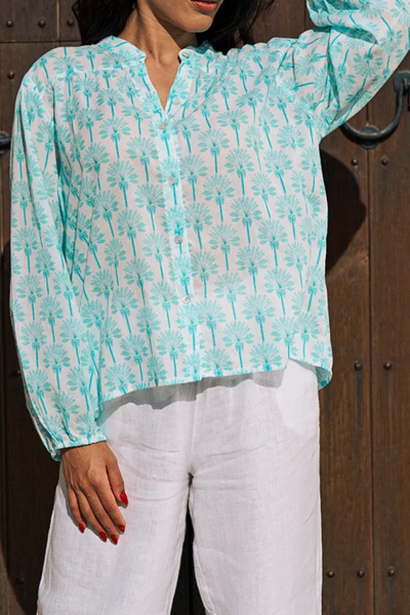 Modern Cotton Button Front Relaxed Blouse