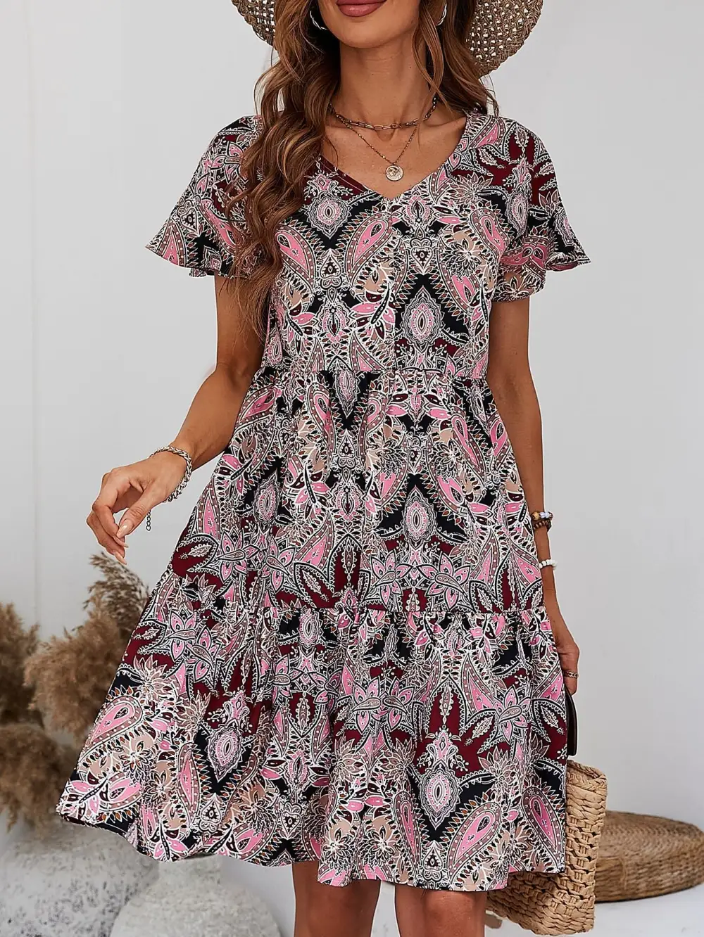 Everyday Tie Detail Tiered Dress
