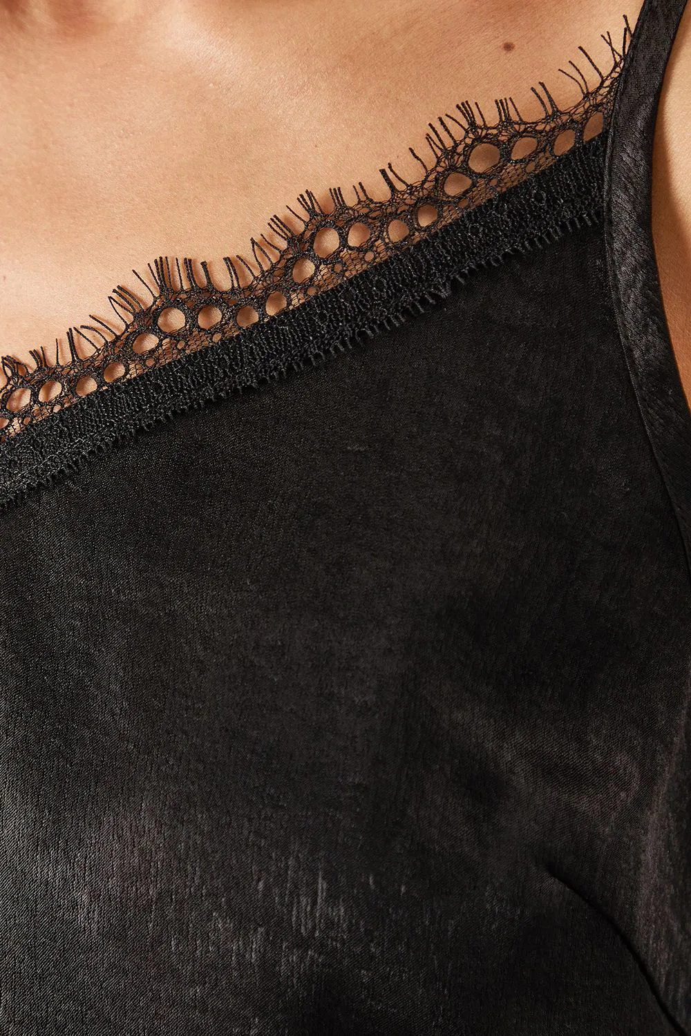 Satin Black Lace V-neck Camisole
