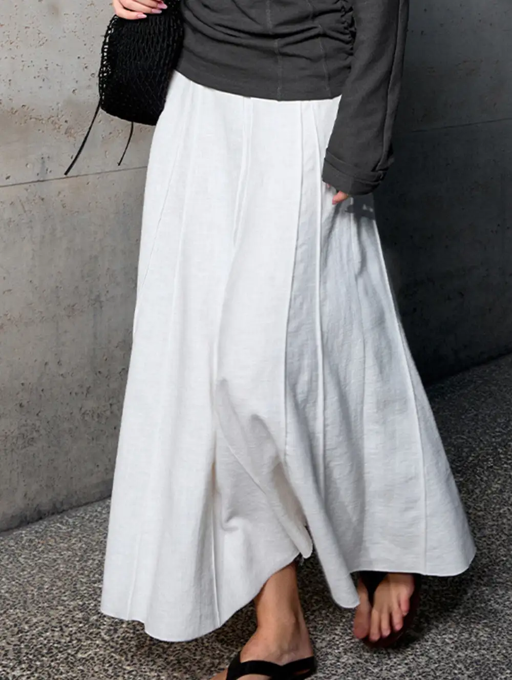Cotton Linen Mermaid Midi Skirt