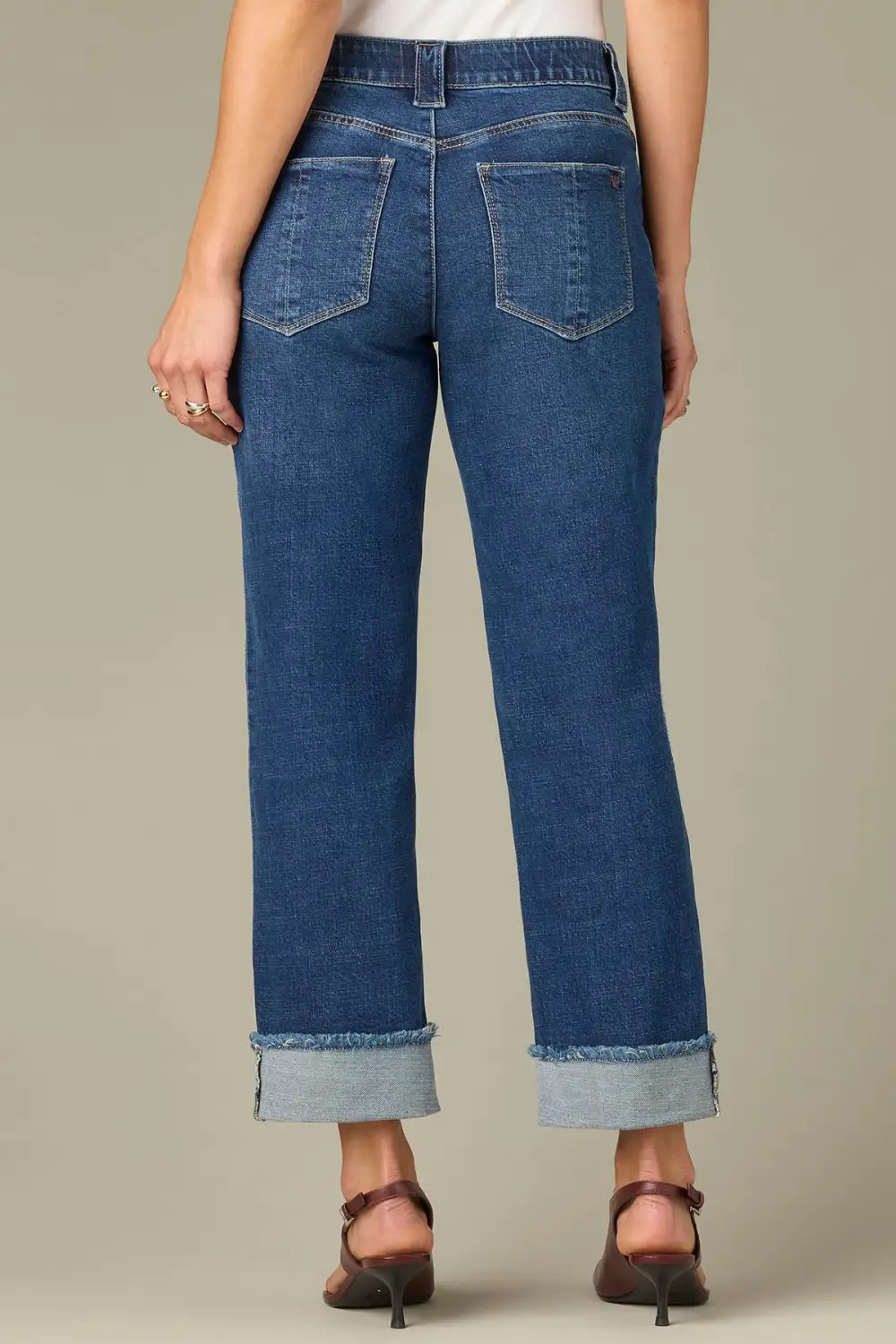 Petite High Rise Frayed Hem Boyfriend Jeans