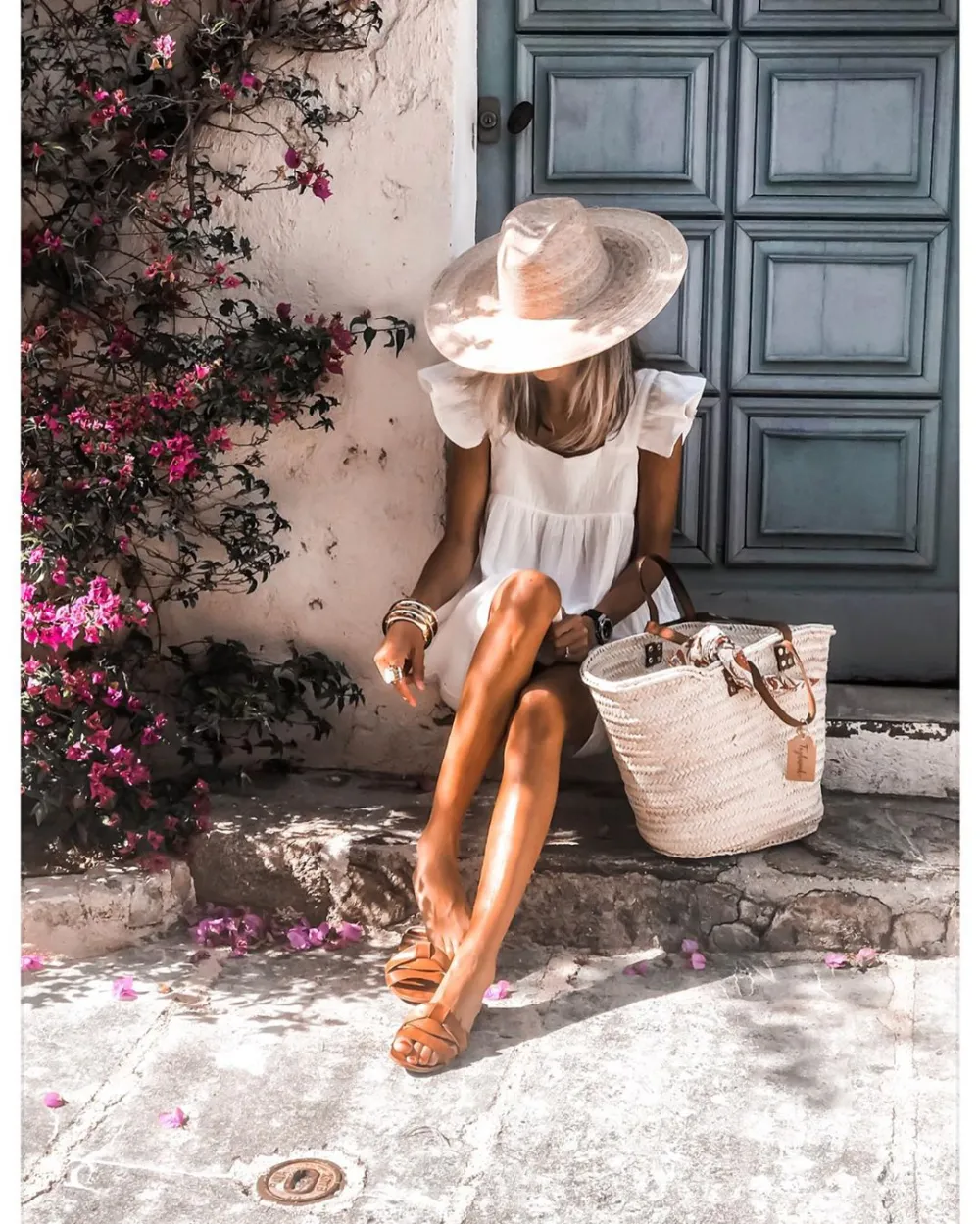Square collar cotton loose dress