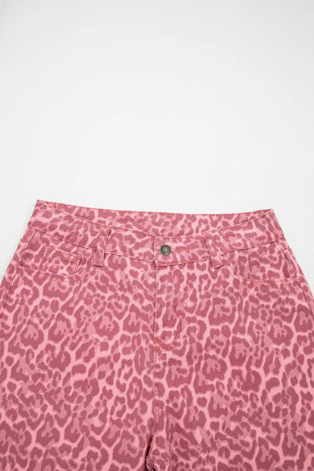 Leopard Frayed Edge Wide Leg High Waist Jeans