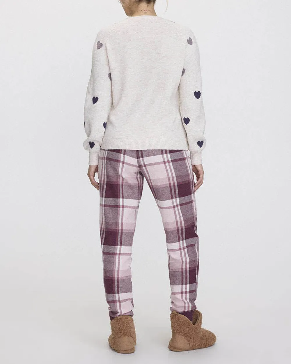 Gradient Heart Print Plush Soft Sweater