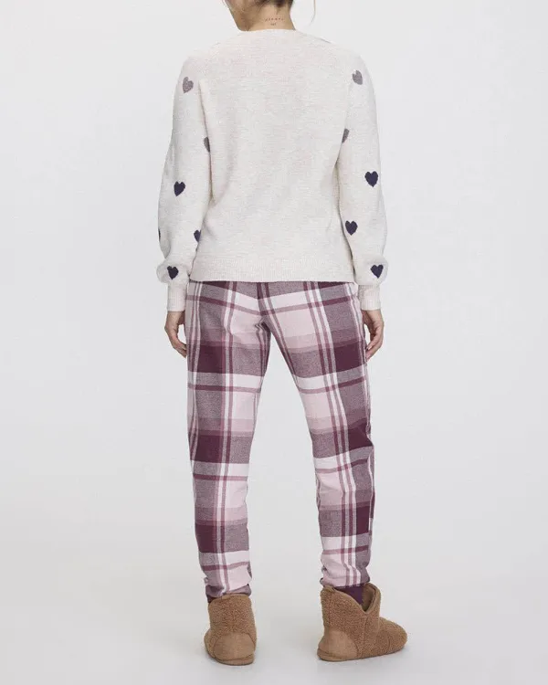 Gradient Heart Print Plush Soft Sweater