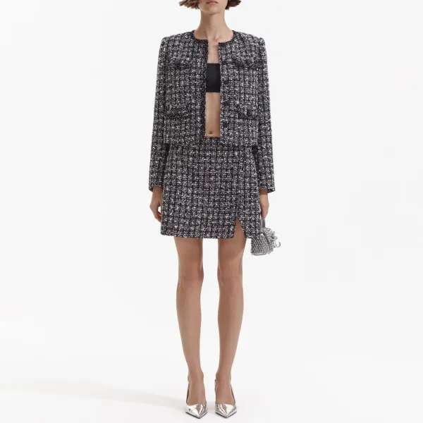 Black Check Boucle Jacket