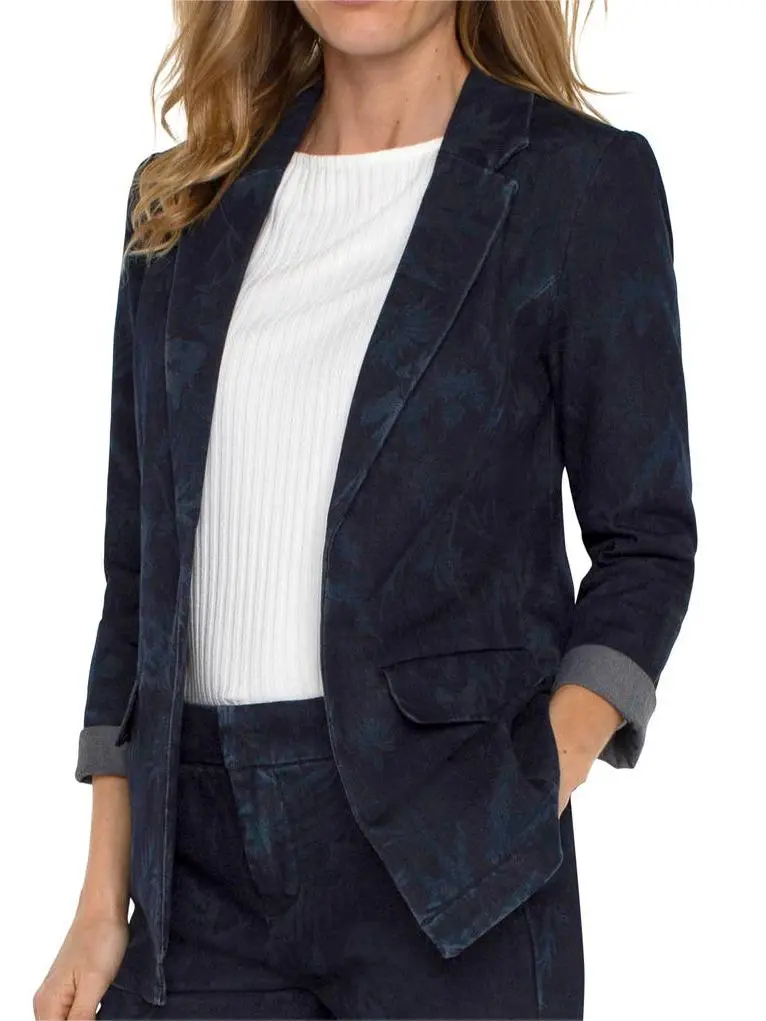 Floral Denim Blazer