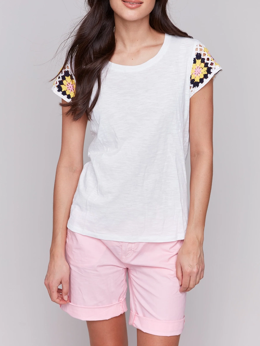 Creative Art Short Sleeve Ladies Top
