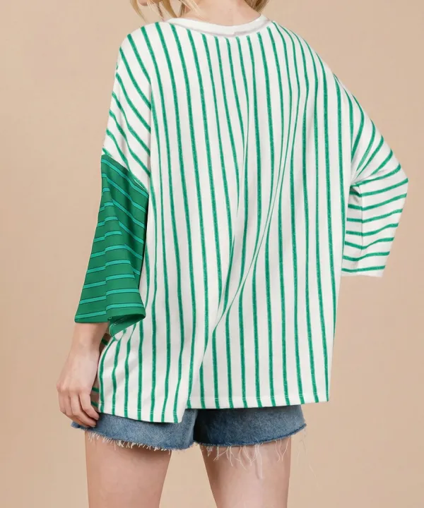 Colorblock Sleeve Loose Tee