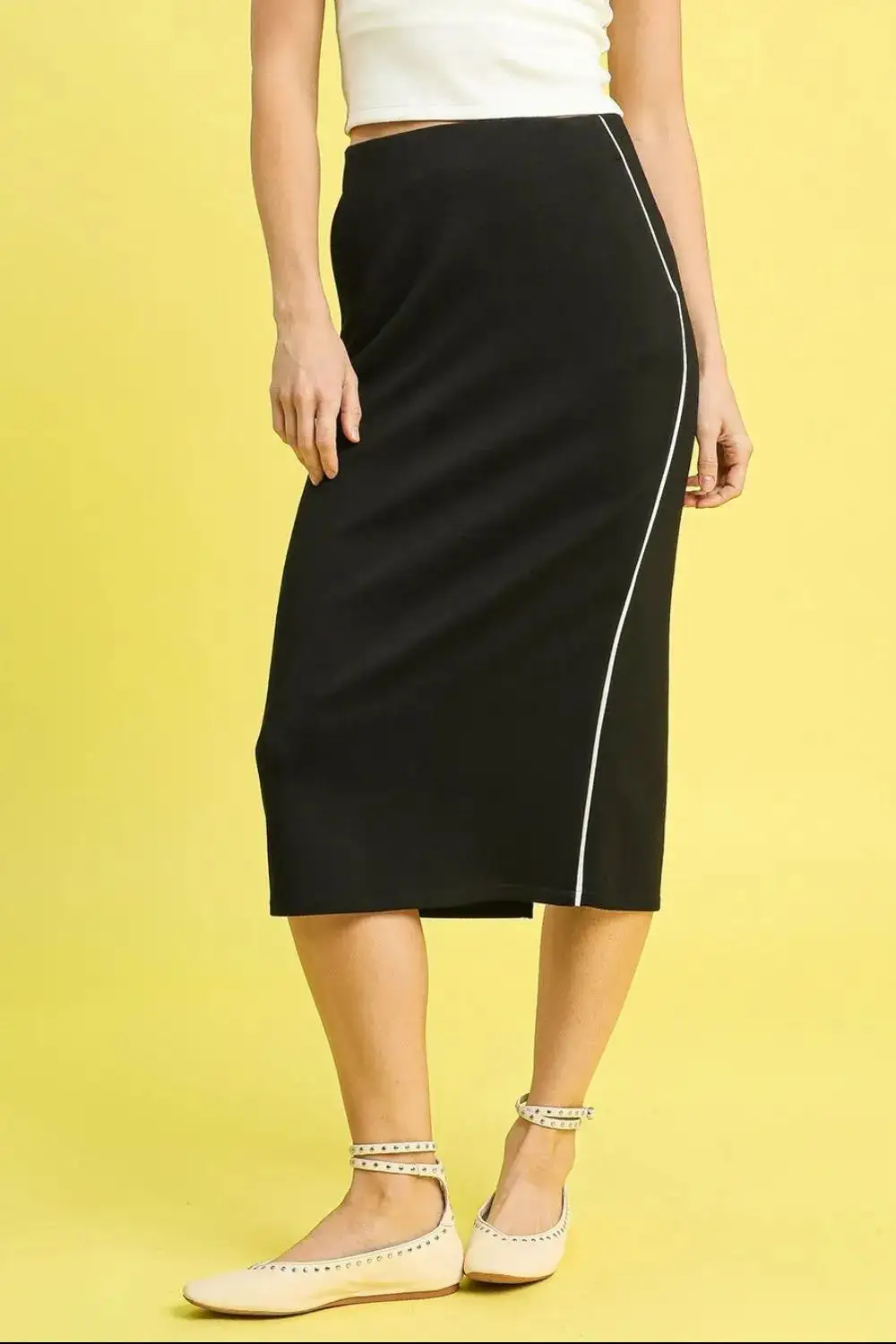 Everyday Pencil Contrast Midi Skirt