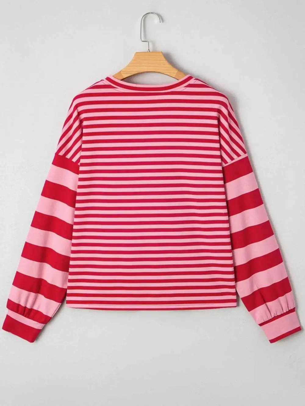Contrast Striped Drop Shoulder V Neck Top T-Shirt