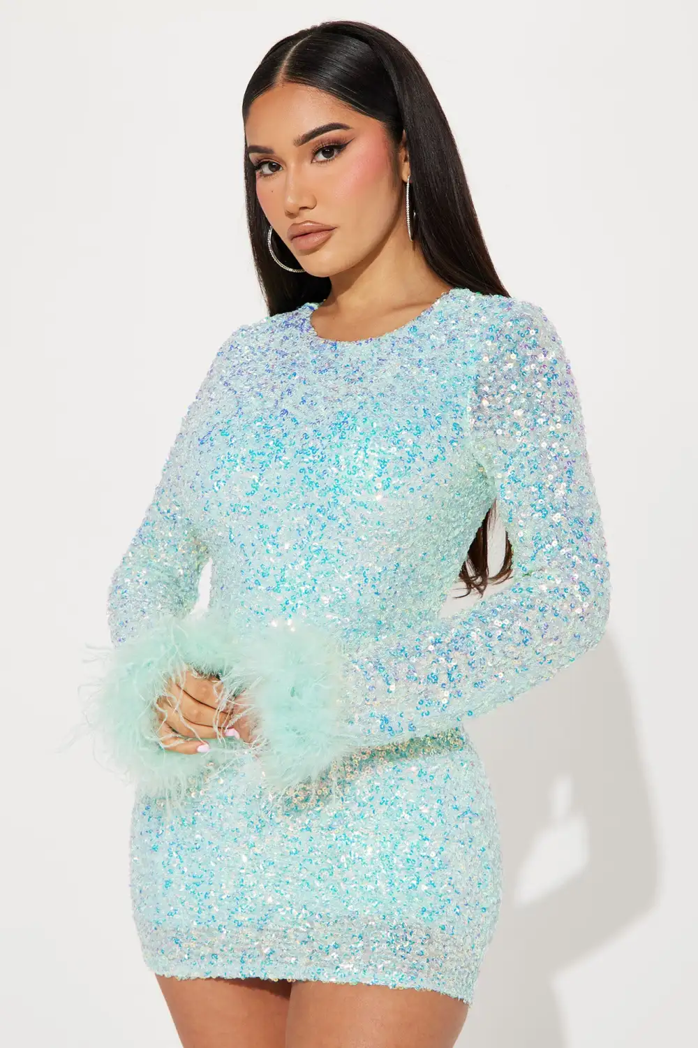 Sheri Sequin Mini Dress - Mint