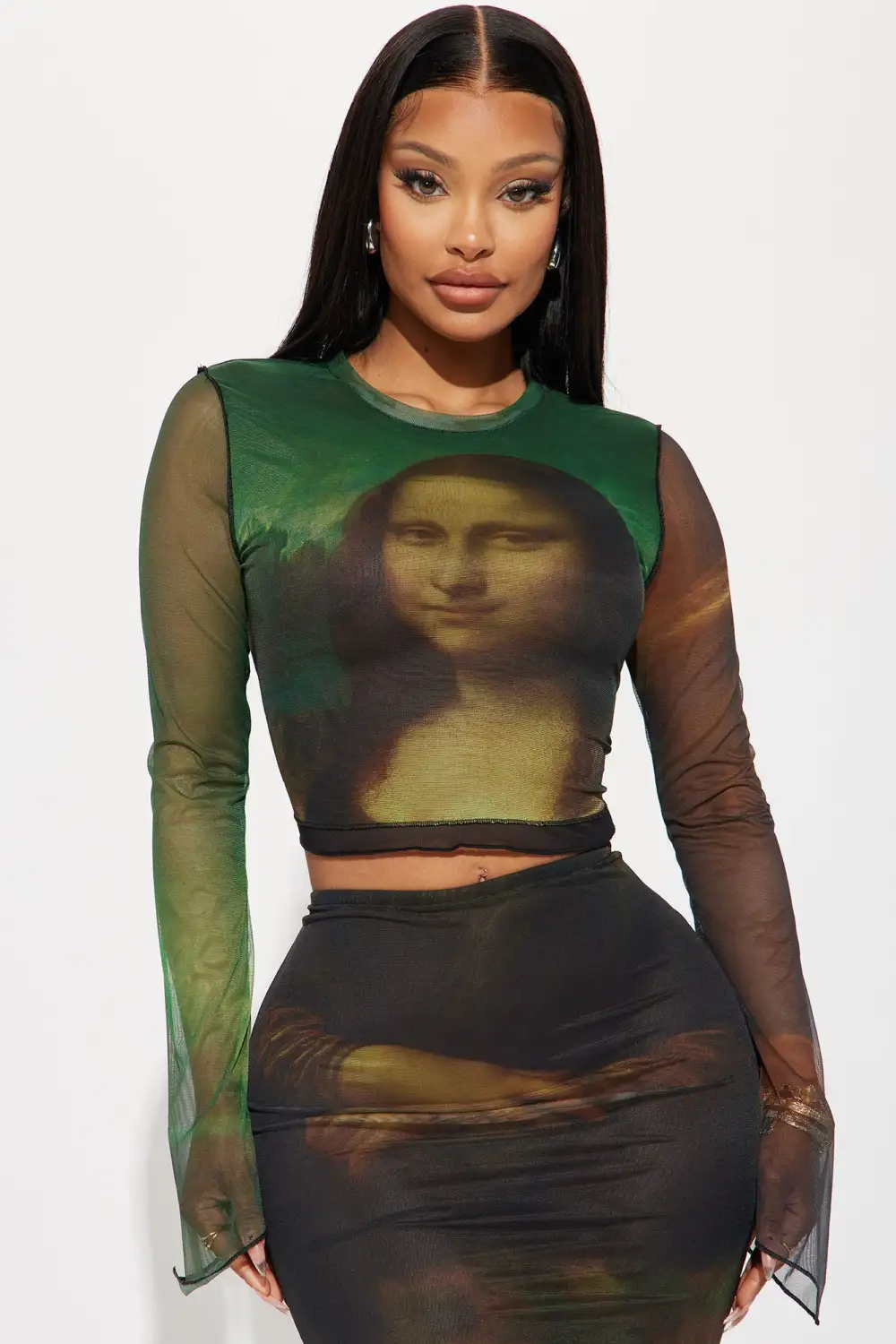 Mona Lisa Mesh Skirt Set - Green/combo