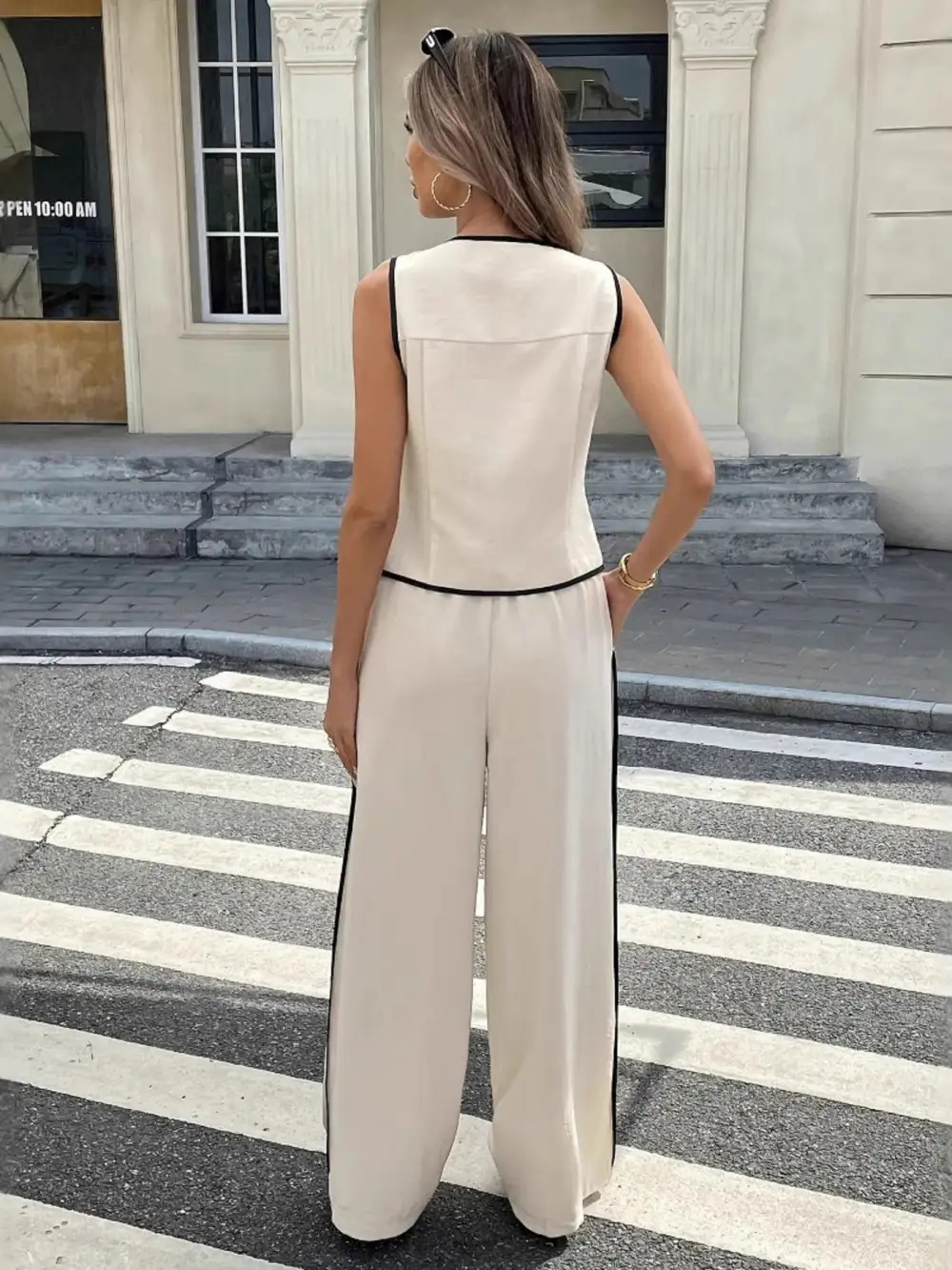 Classic Button Front Wide Leg Set