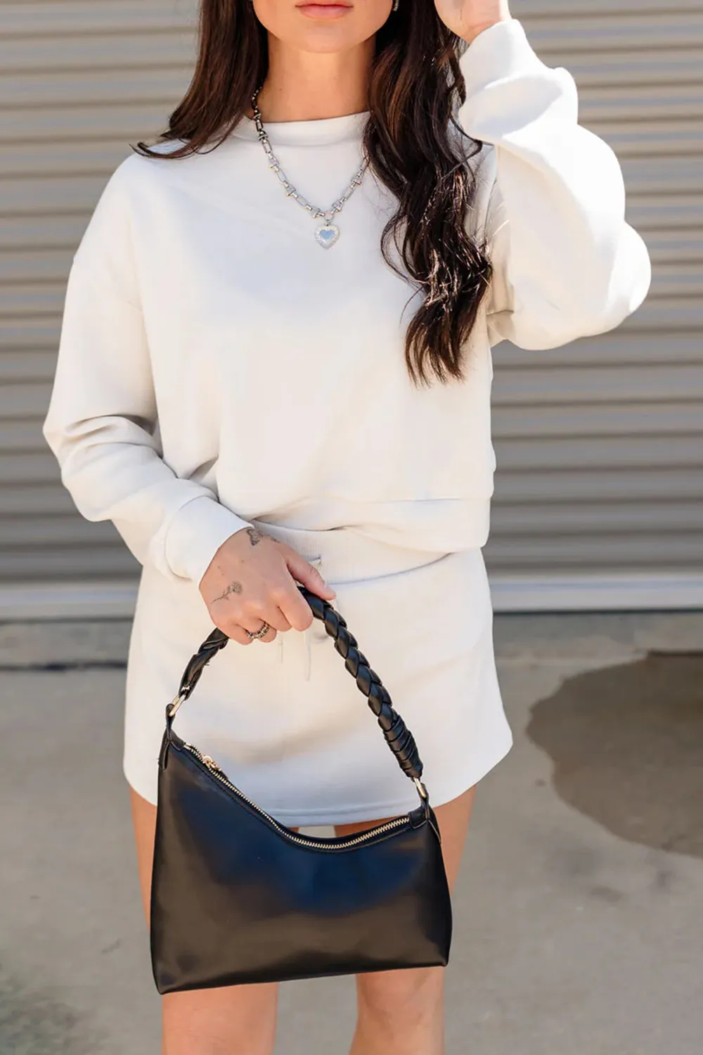 Dropped Shoulder Cropped Sweatshirt