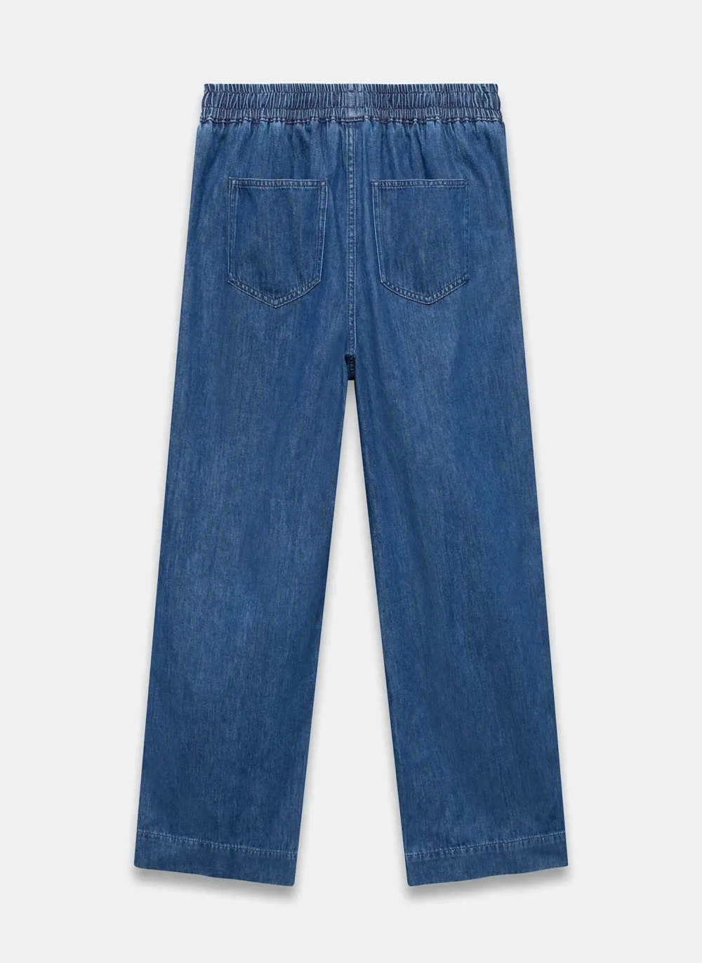 Casual Style Tie Waist Side Stripe Wide Jeans