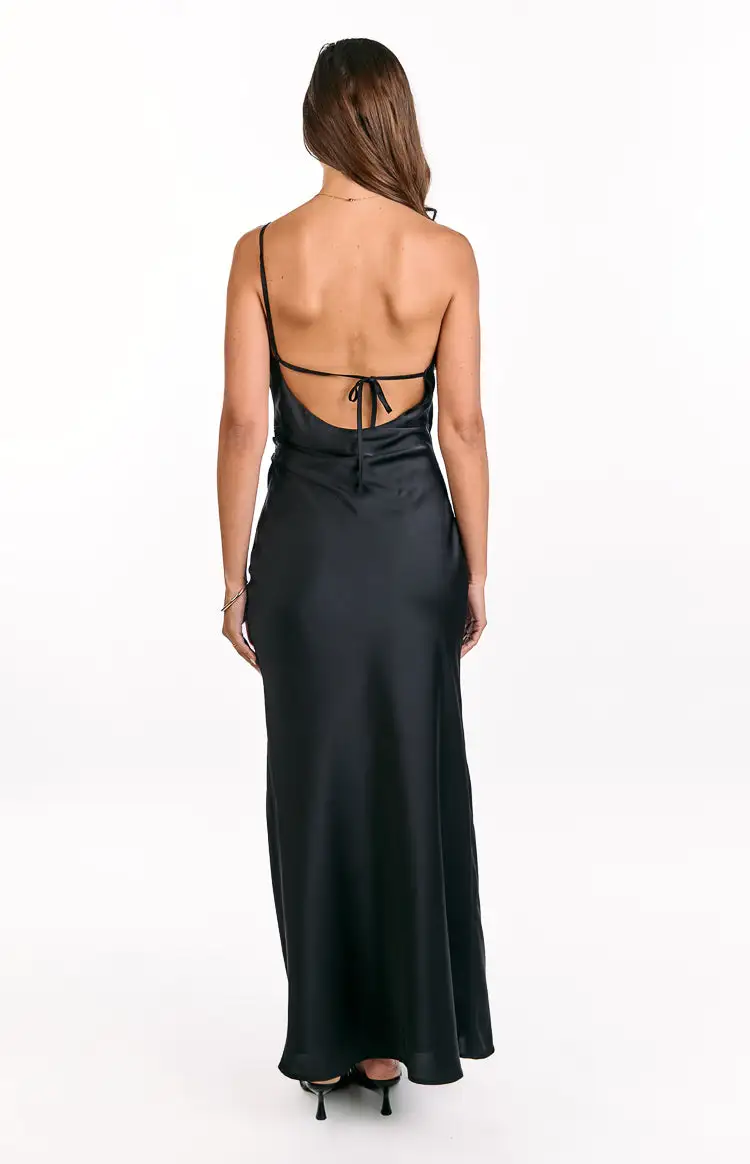 Satin One Shoulder One Maxi Dress