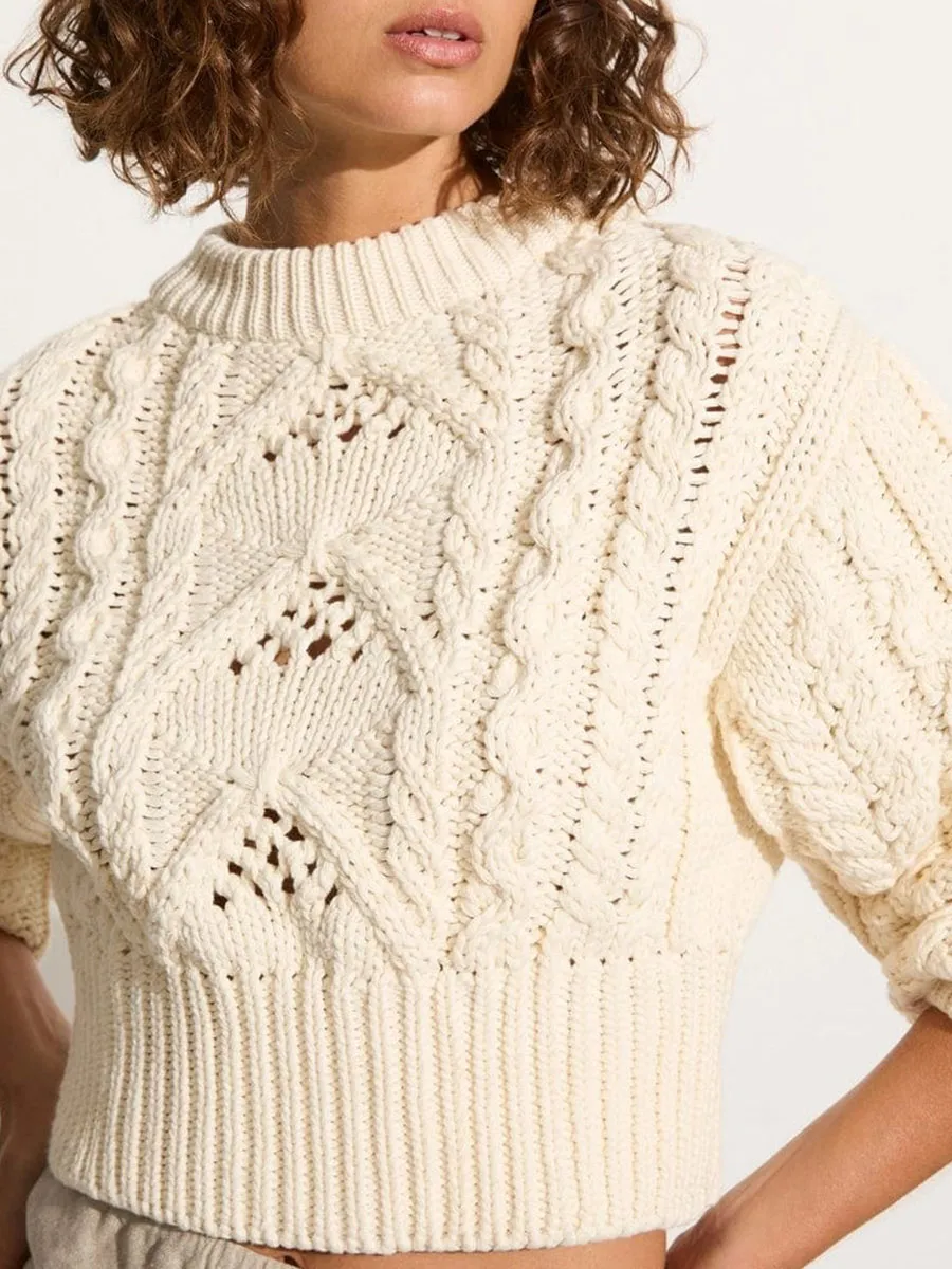 White Cable Knit Sweater