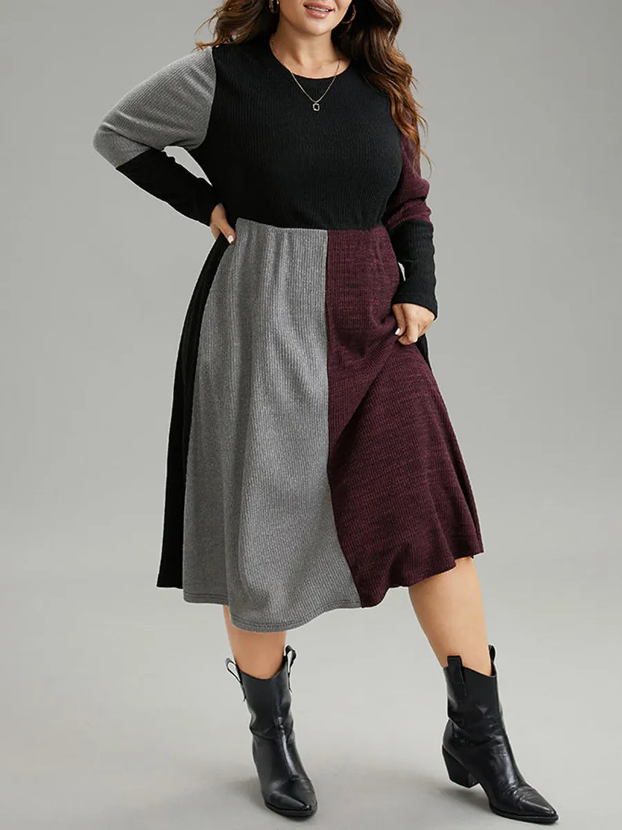 Elegant Senior Color Combination Waist Dress Midi Skirt