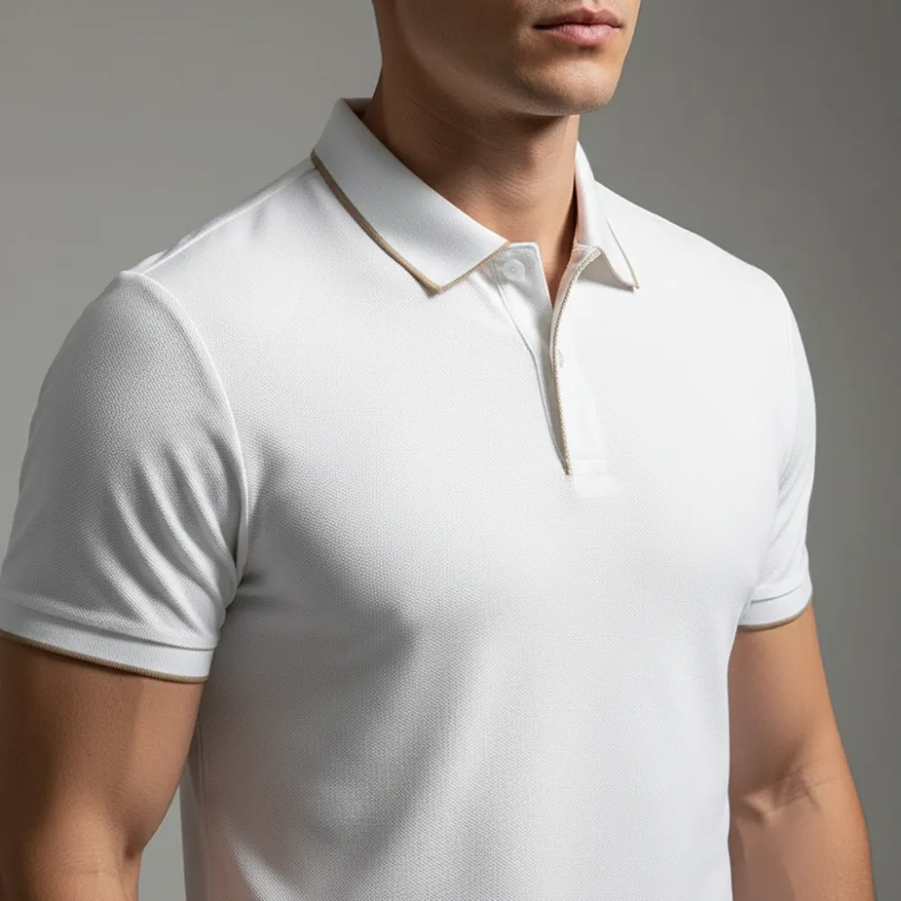 Textured Knit Collar Polo