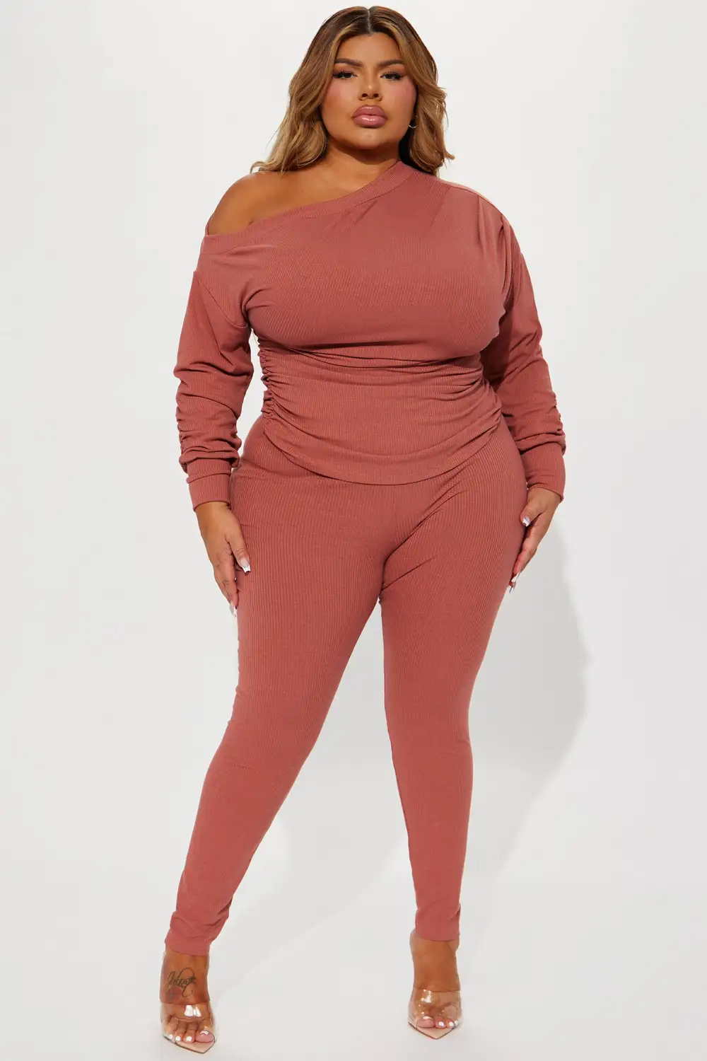 Taylor Off Shoulder Pant Set - Marsala