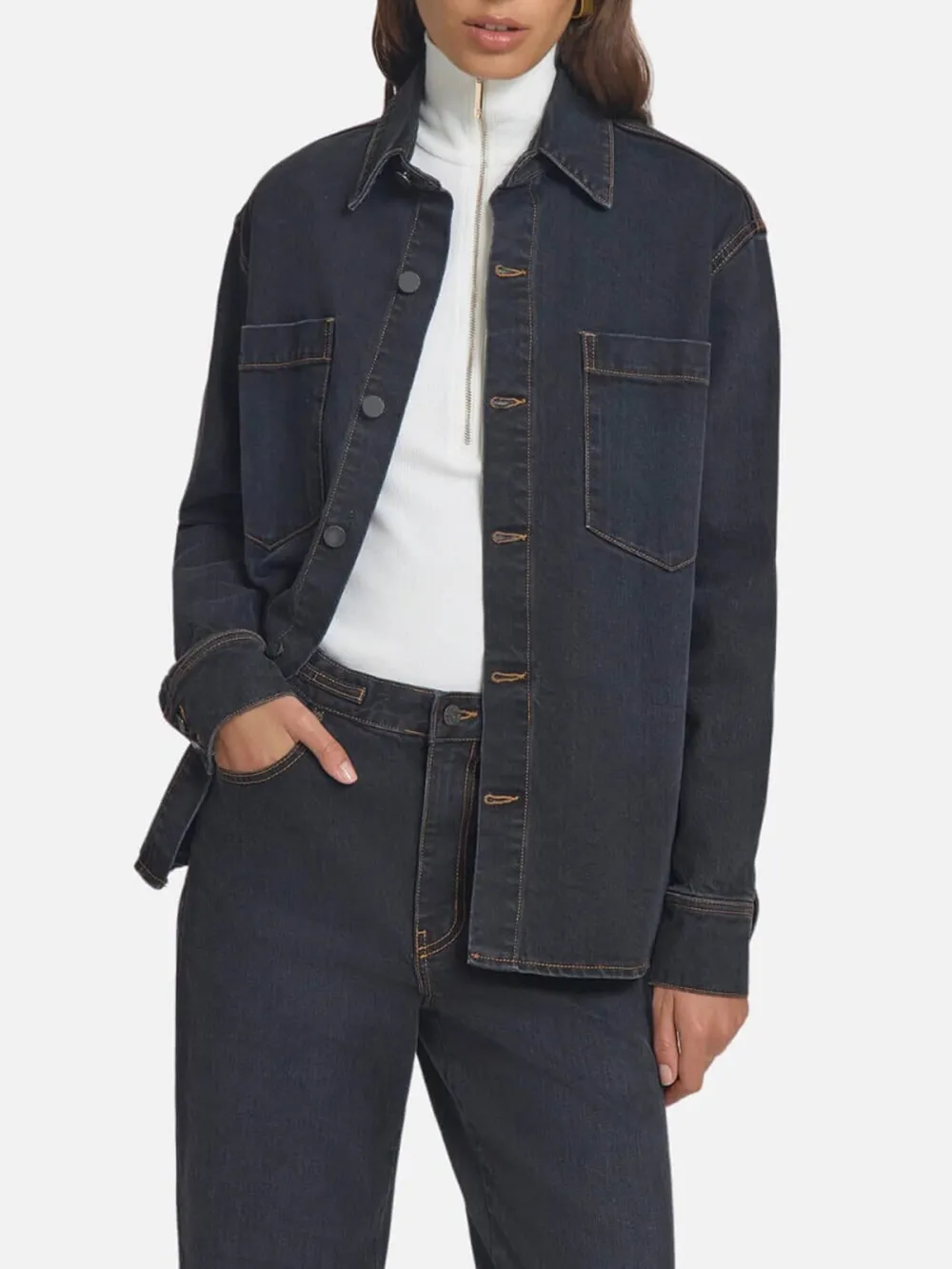 Washed Button Up Denim Shirt