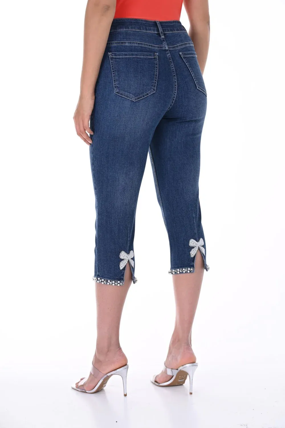 Pant Woven Bow Back Denim Dark Blue