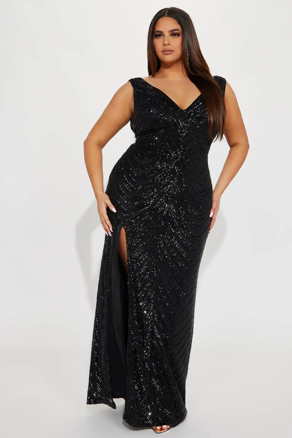 Noelle Sequin Gown - Black