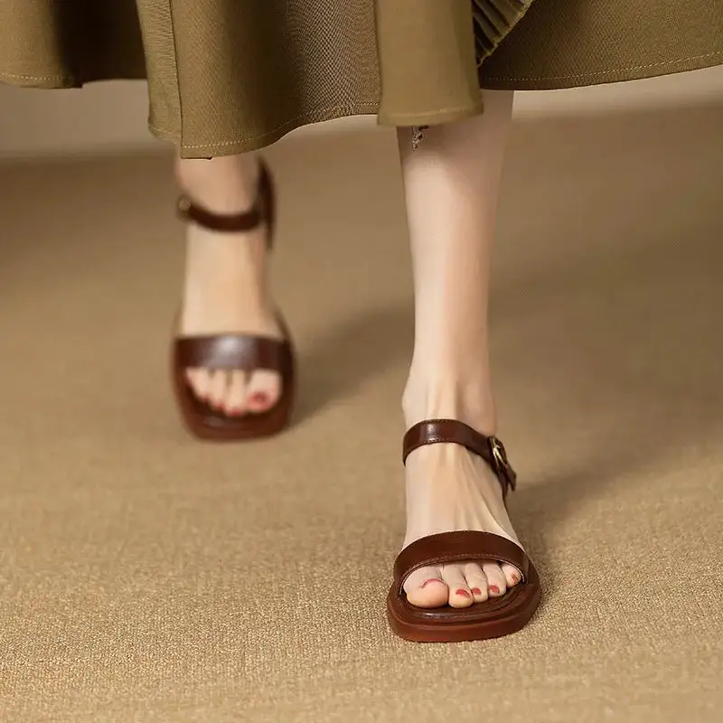 Wraparound Slingback Open-Toe Flat Sandals
