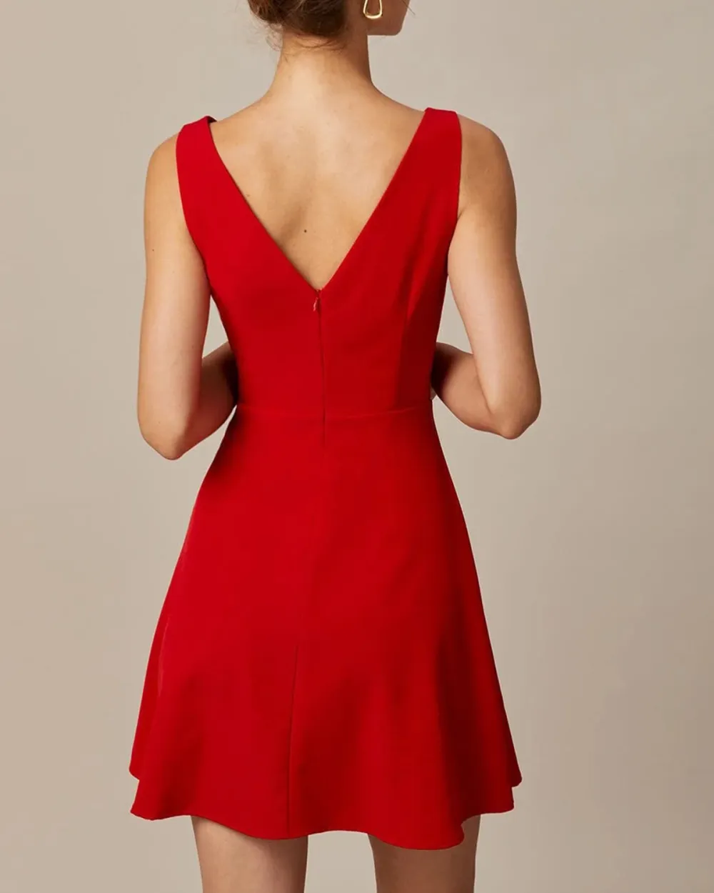 Boat Neck Red Dress