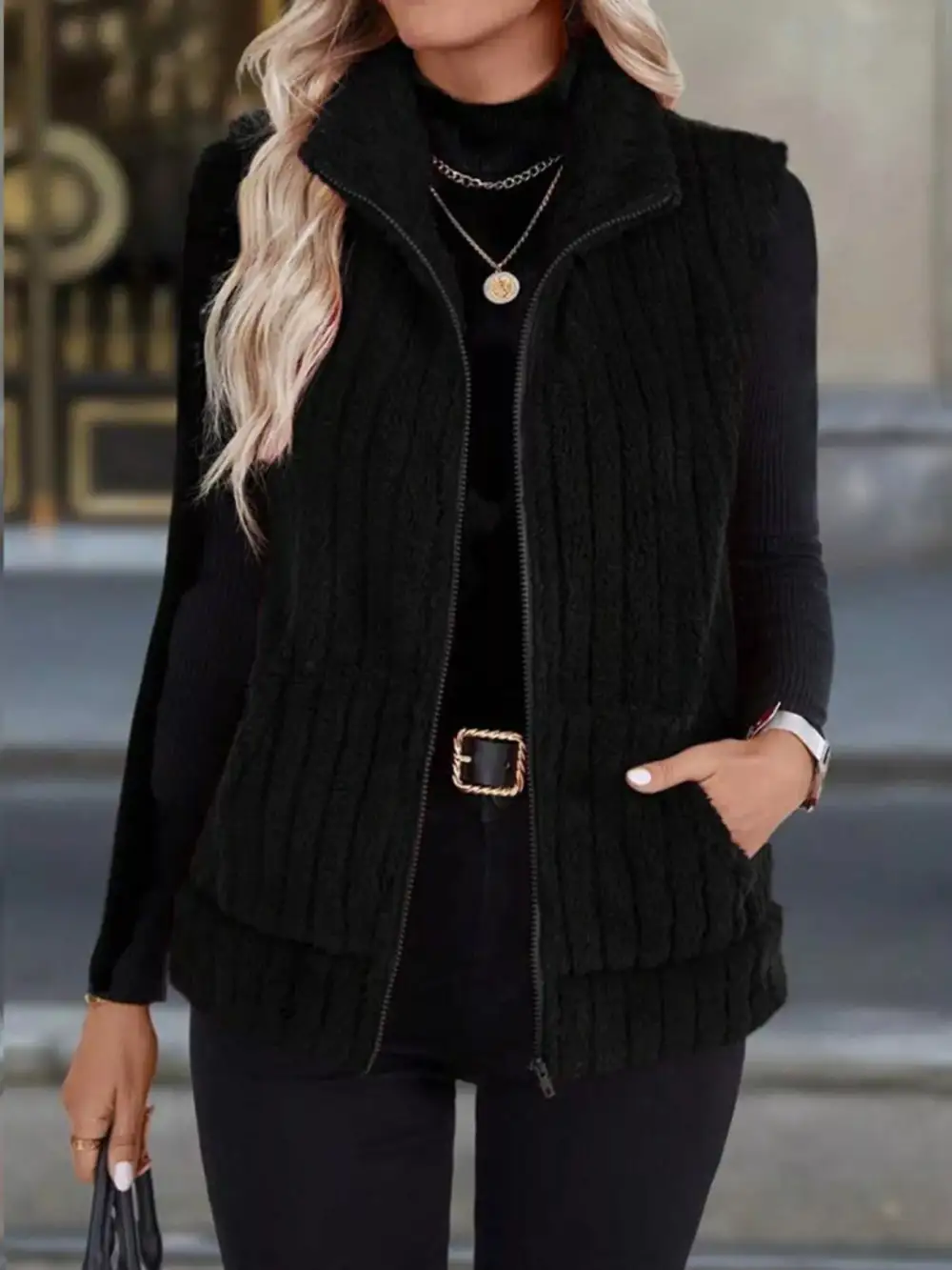 Full Size Fleece Zip-Up Vest