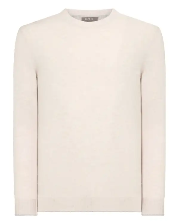 Men's Shoreditch Round Neck Cashmere Jumper Frost White