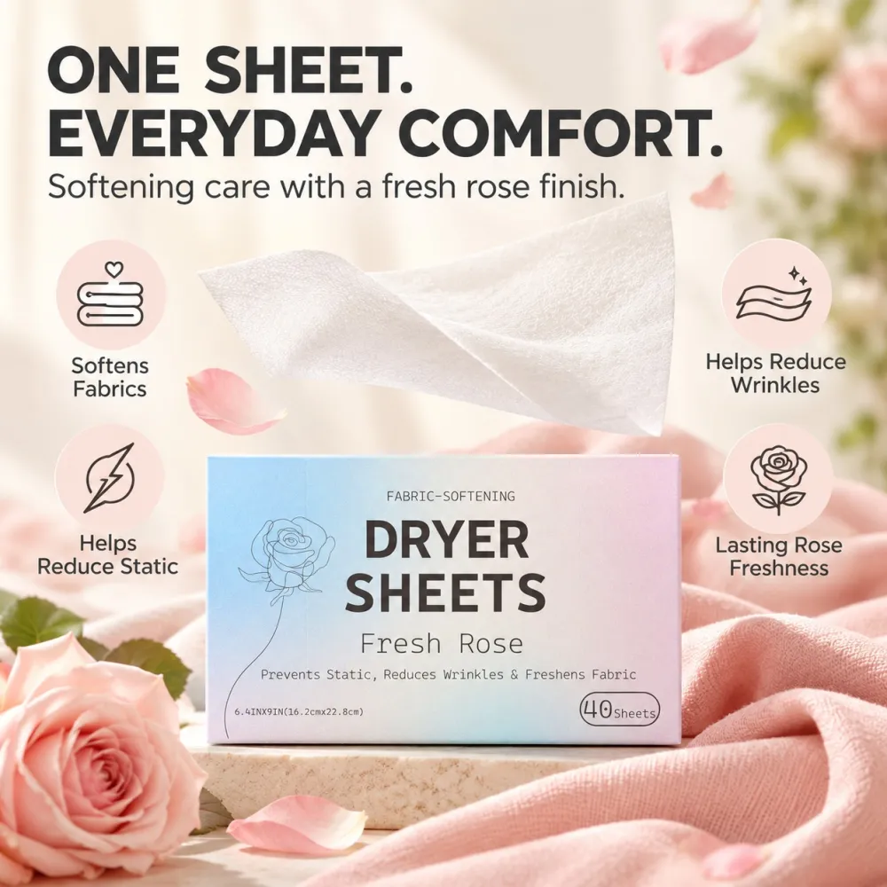 Fabric Softener Dryer Sheets, Long-Lasting Fragrance, Anti-Static, Wrinkle Release, Natural Scent, Laundry Freshener Sheets