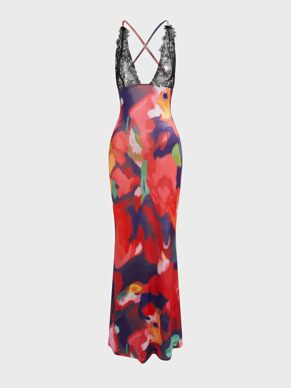 Multicolor Patchwork Lace Dress Midi Dress