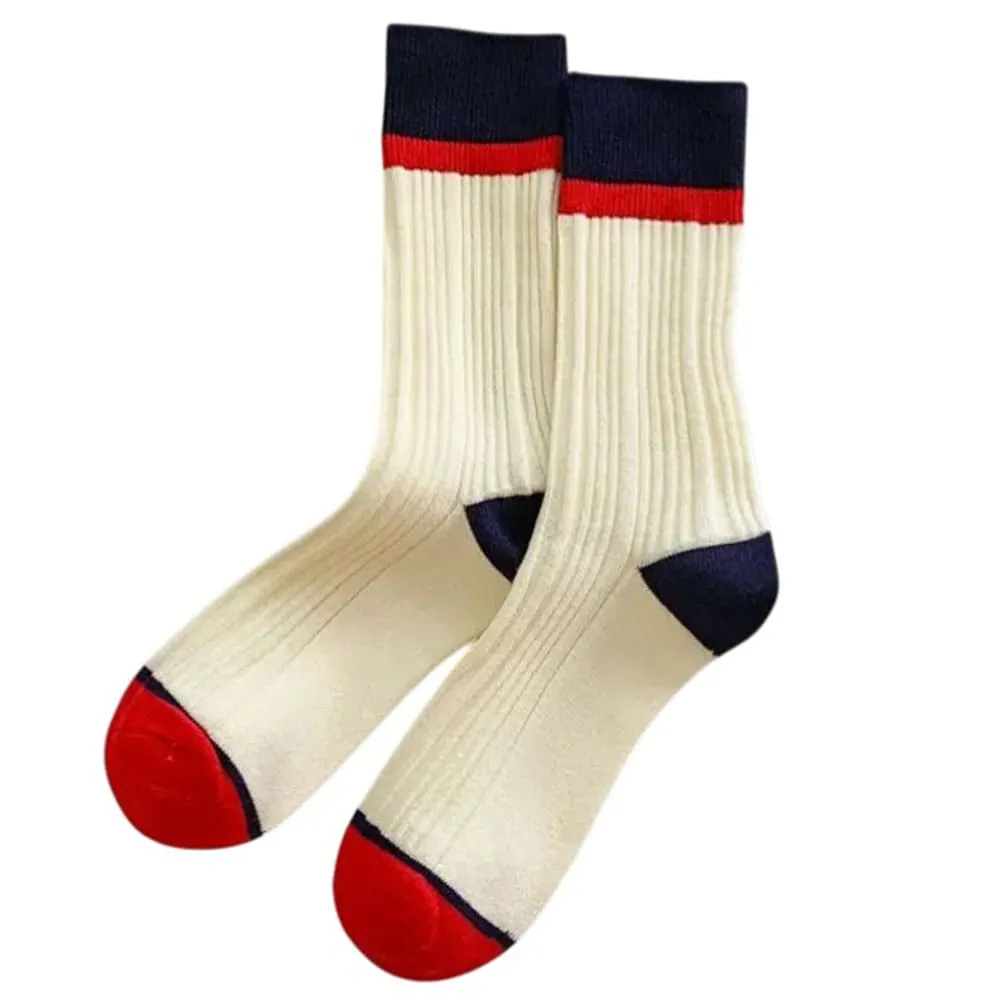 Contrast Block Ribbed Socks