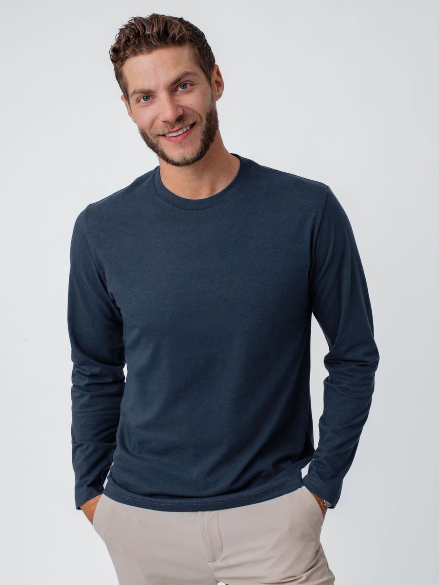 Indigo Blue Long Sleeve Crew Neck