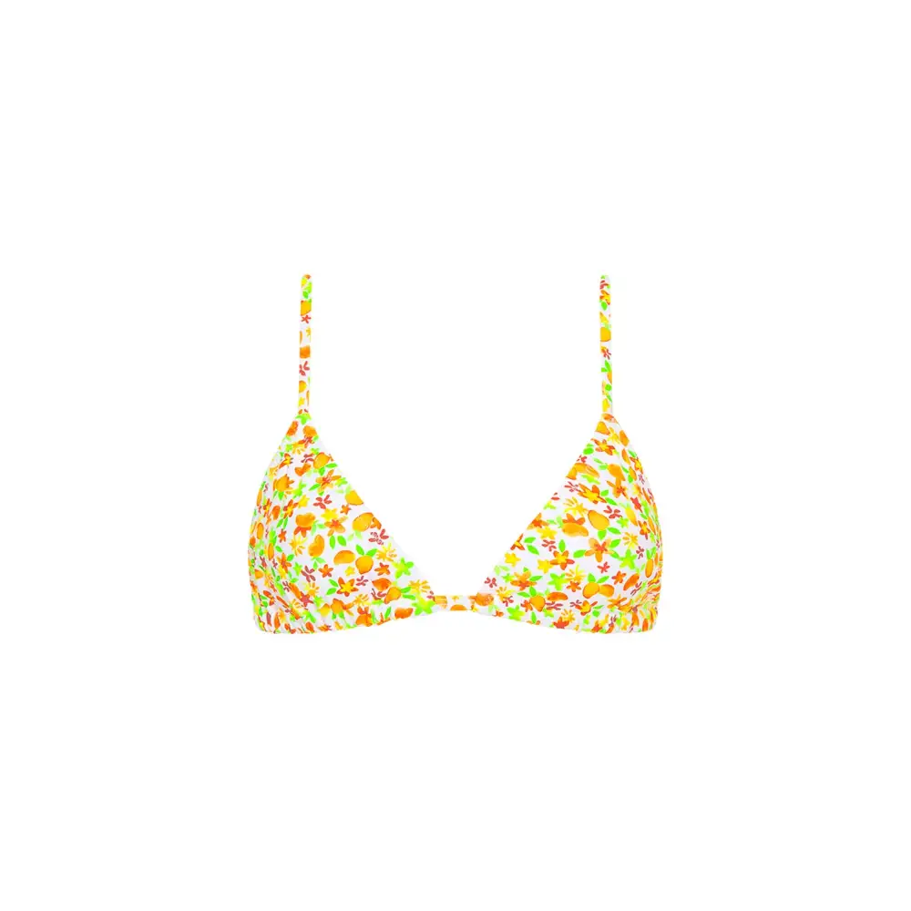 Yellow Floral Triangle Bikini Top