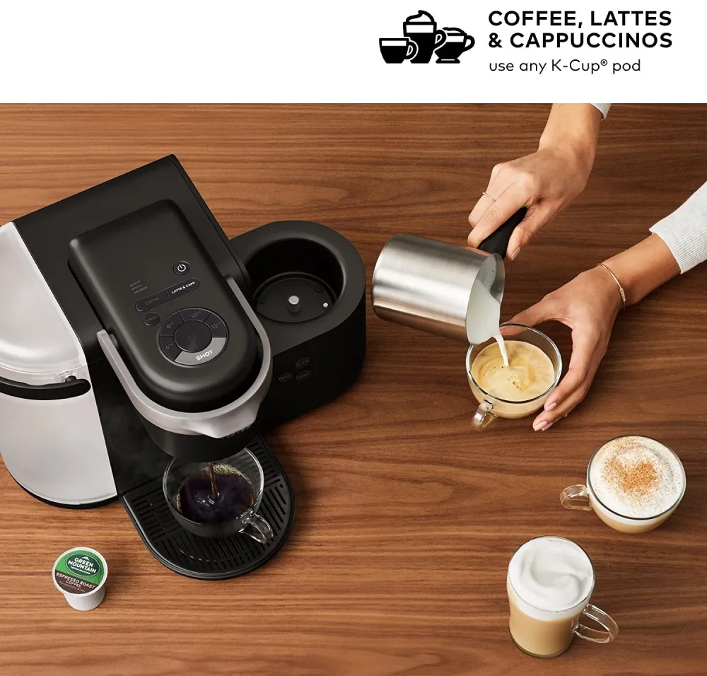 K-Cafe Single-Serve K-Cup Coffee Maker, Latte Maker and Cappuccino Maker, Comes with Dishwasher Safe Milk Frother, Coffee Shot Capability, Compatible With all K-Cup Pods, Dark Charcoal