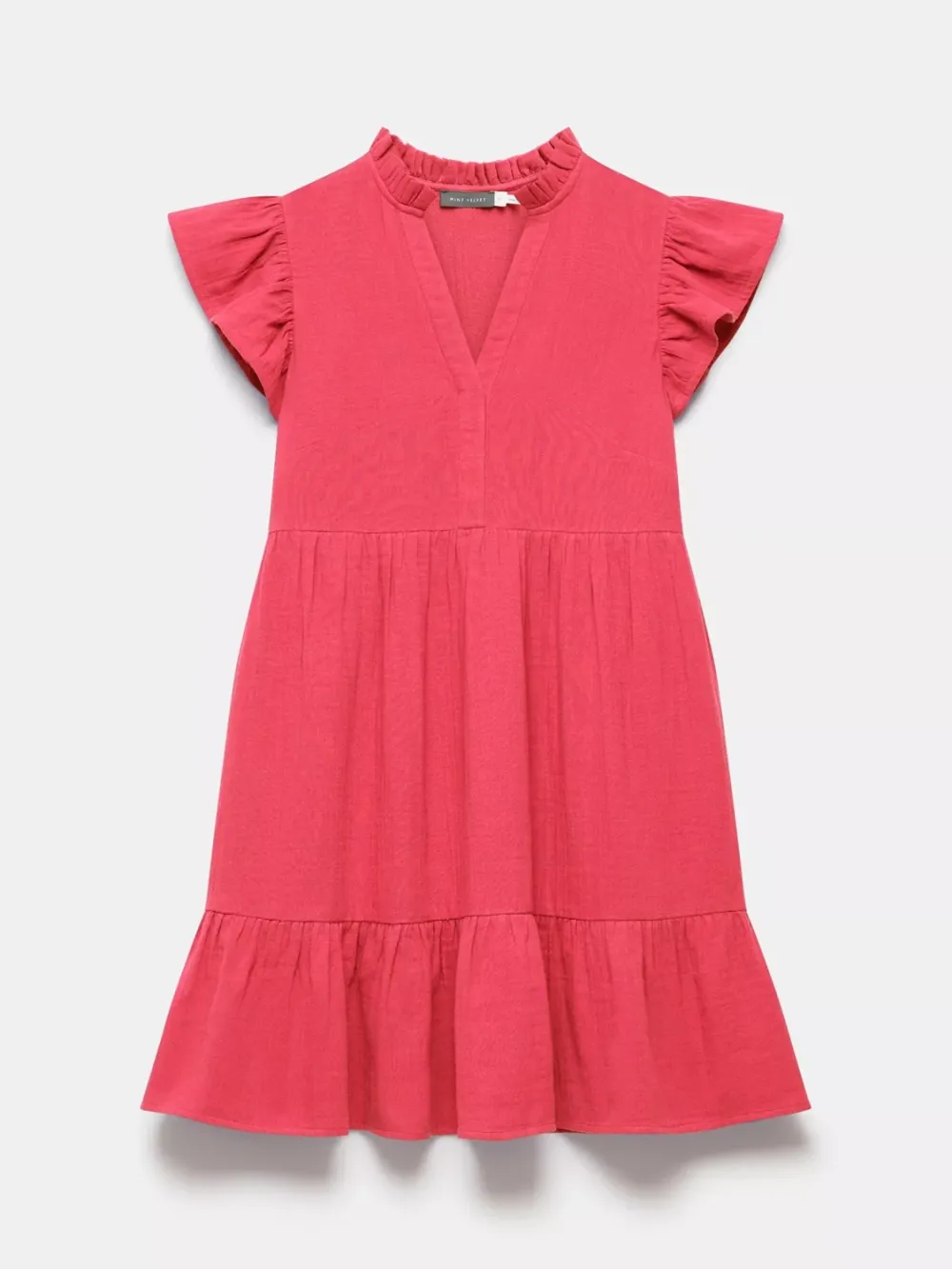 Ruffle Sleeve Mini Cotton Dress