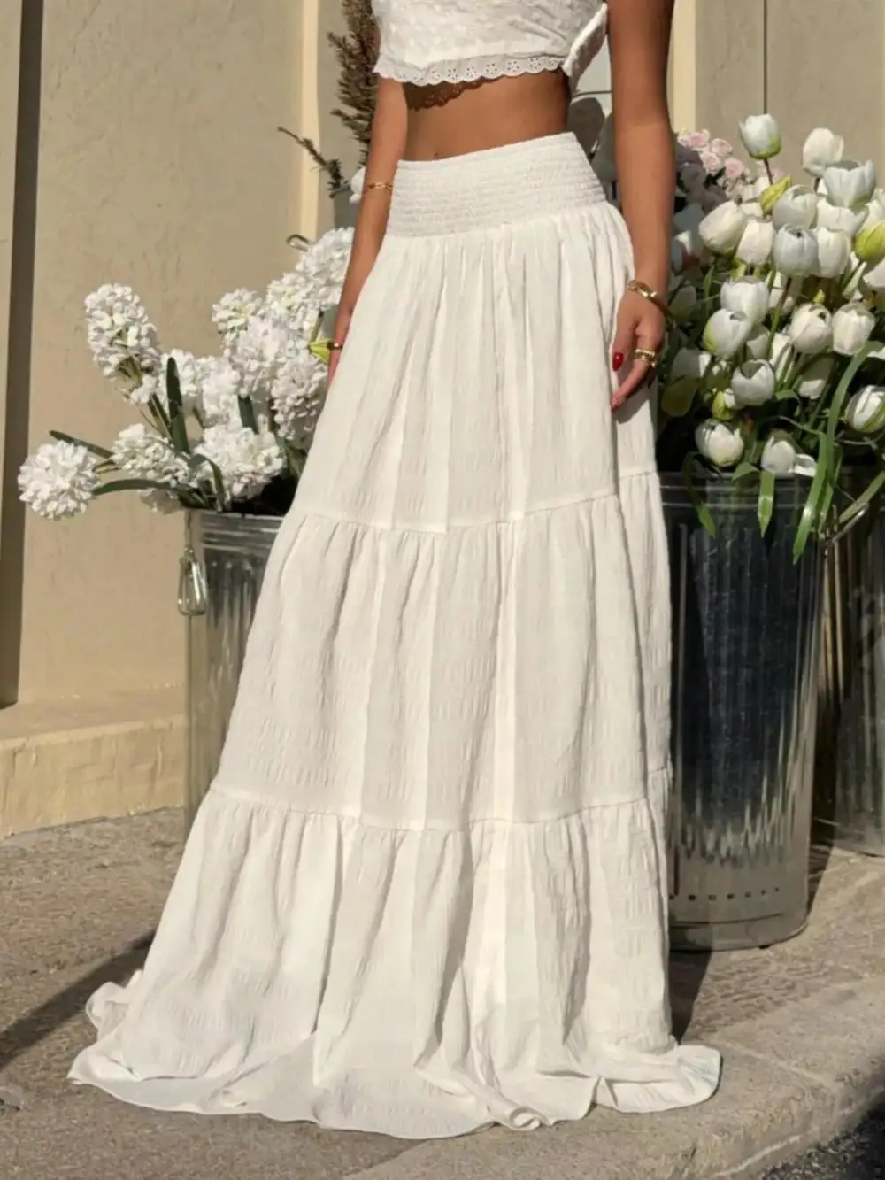 Tiered Smocked Maxi Skirt
