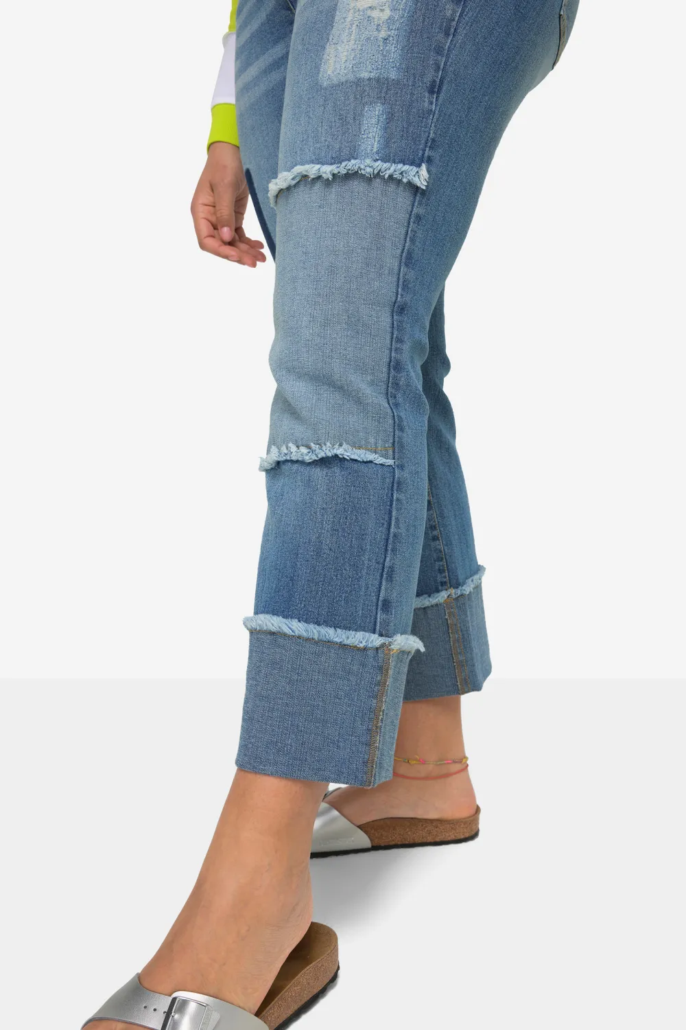 Roll Up Hem Spliced Jeans