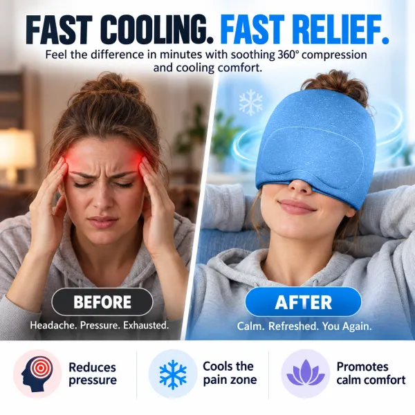 Migraine Relief Cap with Slide-On Eye Mask — Headache Hat for Hangovers, Stress & Tension Relief — Soft as Butter for Bad Days
