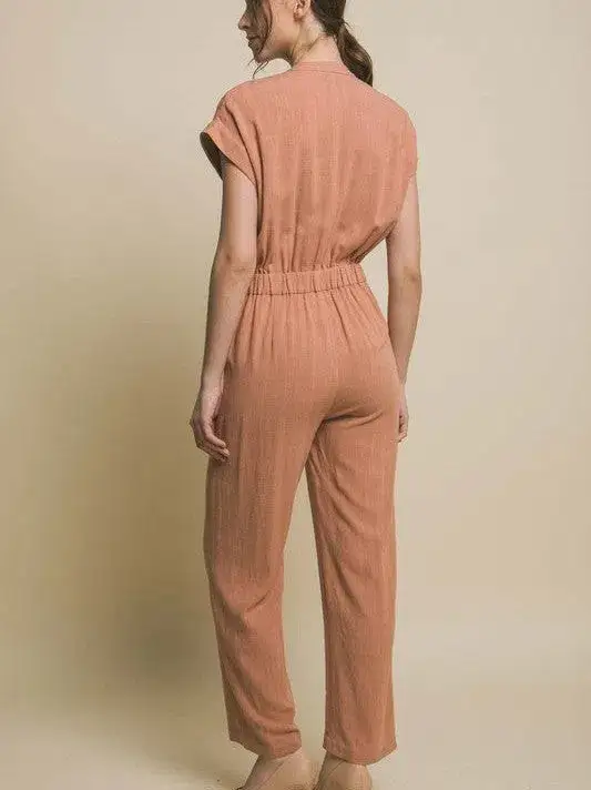 Embrace Self Love V-Neck Pocketed Jumpsuit