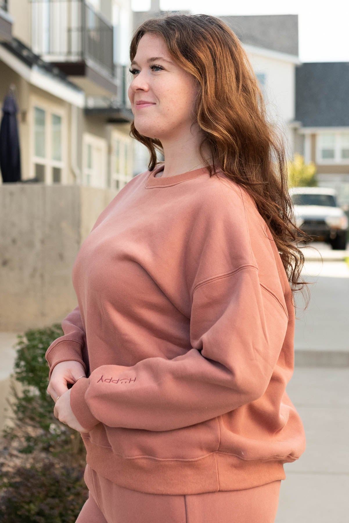 Heather Dusty Rose Happy Sweater