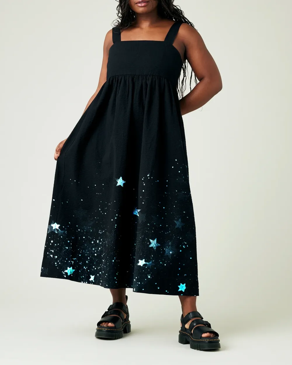 BLACK SEERSUCKER DRESS