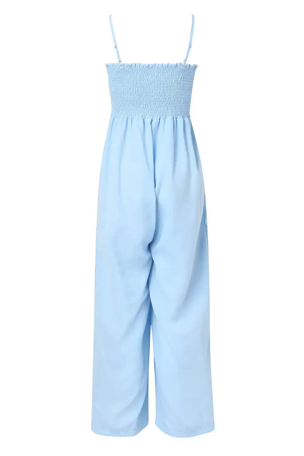 Smocked Strappy Wide Leg Jumpsuit